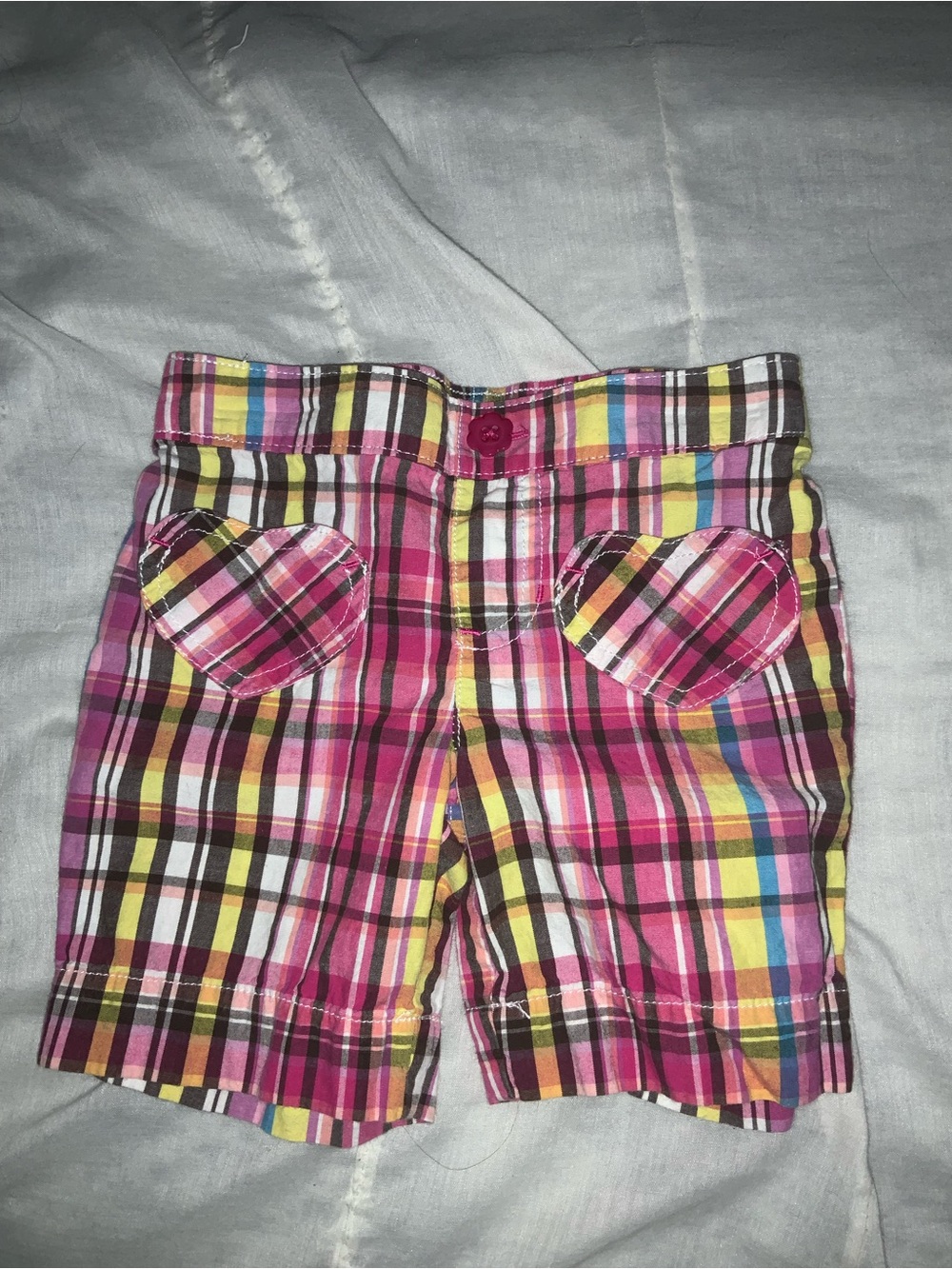 Vintage Y2K jumping beans Pink Plaid Heart Pocket Bermuda Shorts size 2T